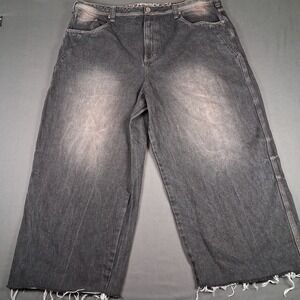 Vitriol Baggy Jeans Mens 44 Black Wide Leg Skater Y2K Grunge Rave Goth Faded